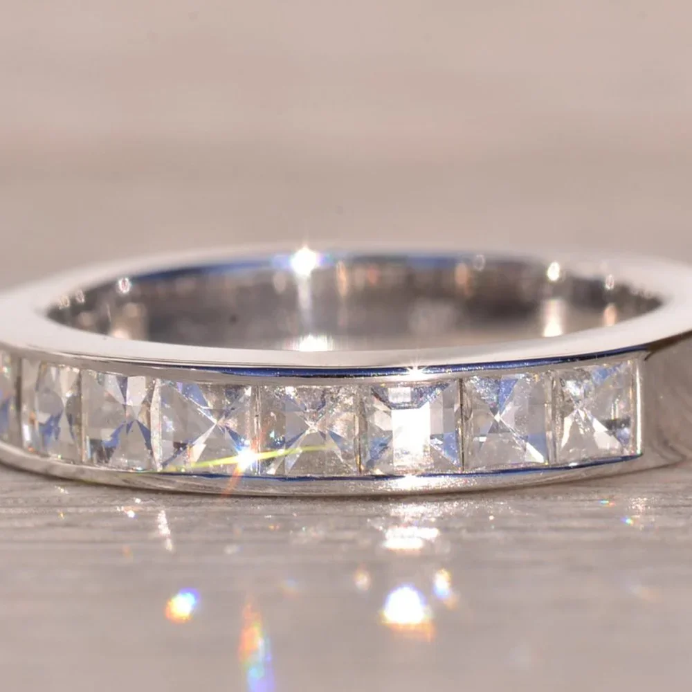 Designer Signed Blaze Cut Natural Diamond Band in White Gold - Picture 2 of 10